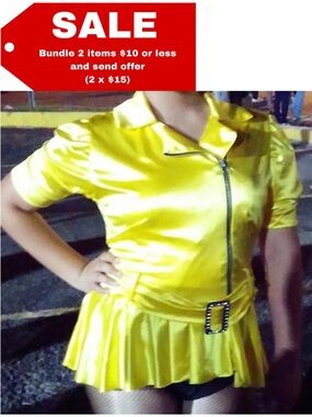 Weissman Adult Yellow Satin Dance Dress Sz L